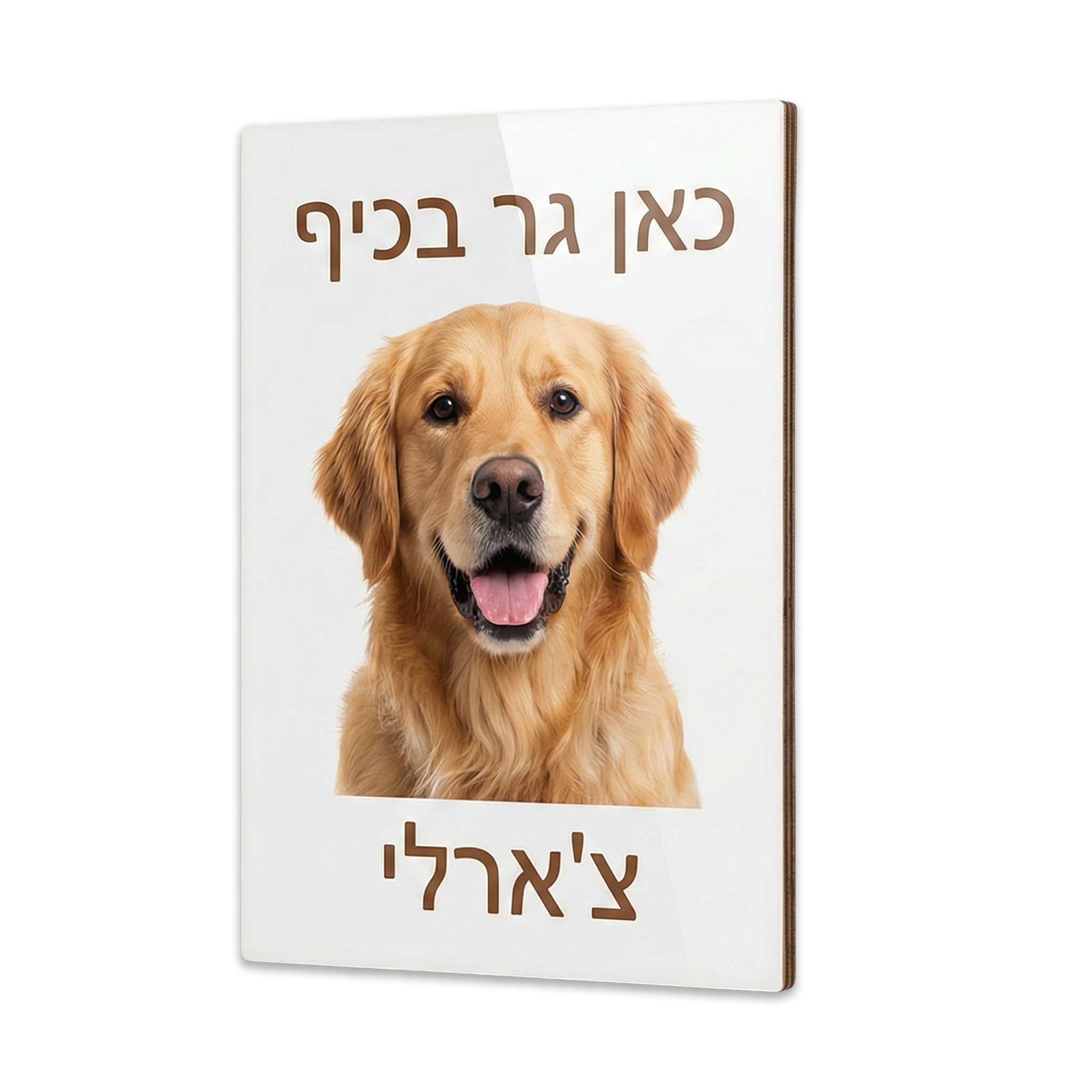שלט לדלת עם תמונה של הכלב
