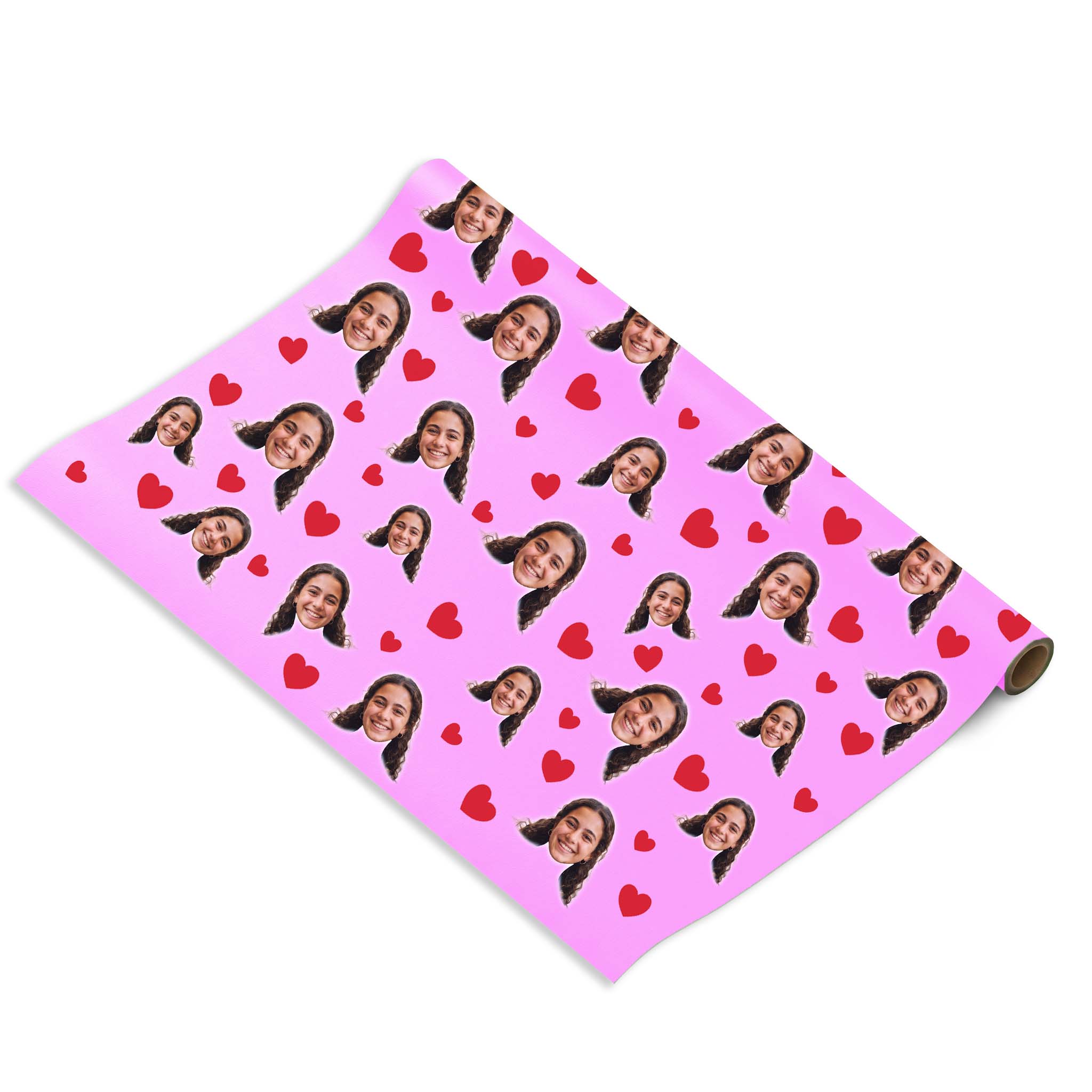 נייר עטיפה לבבות עם פרצוף בעיצוב אישי
