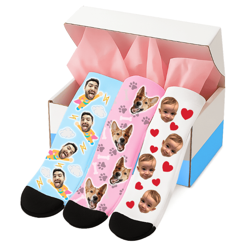 מארז 3 זוגות גרביים עם פרצופים