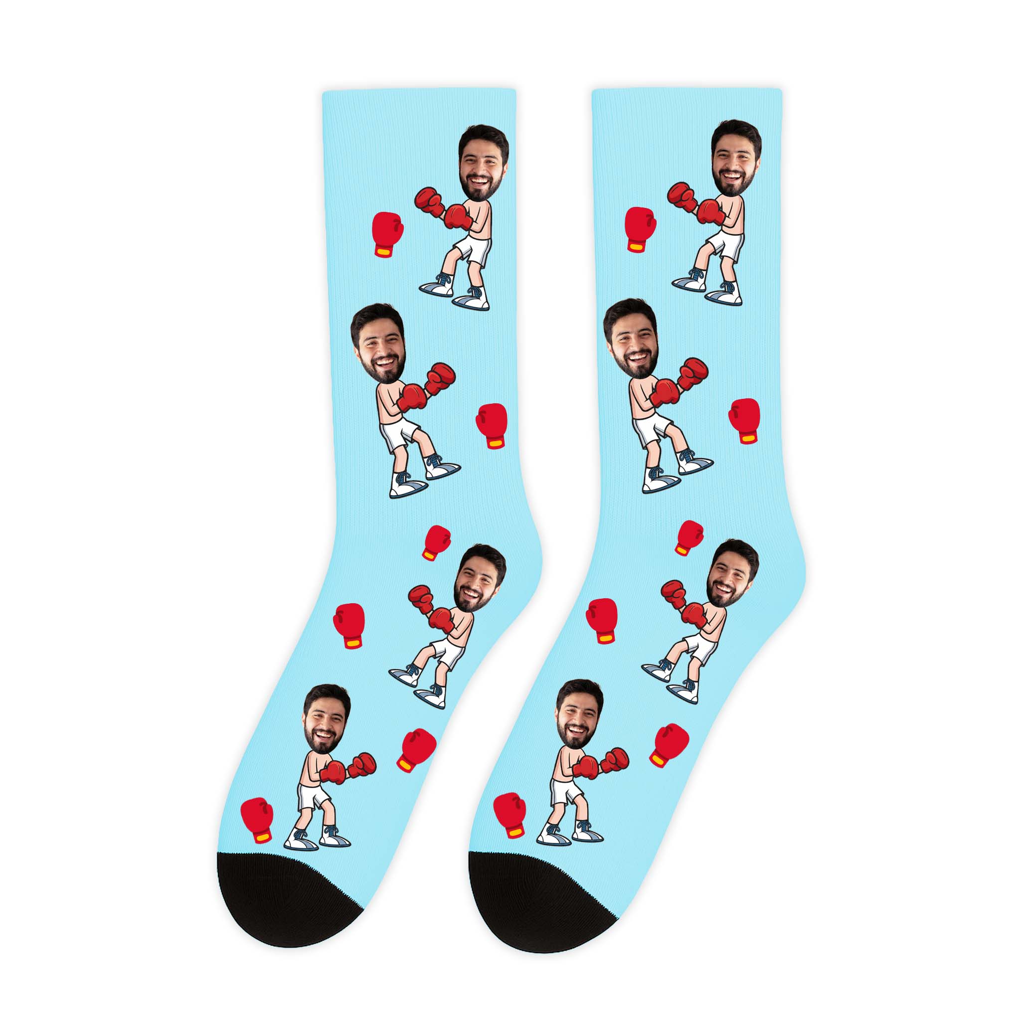 גרביים עם פרצוף למתאגרף בעיצוב אישי במגוון צבעים - מתנה מצחיקה לגבר שוגיס