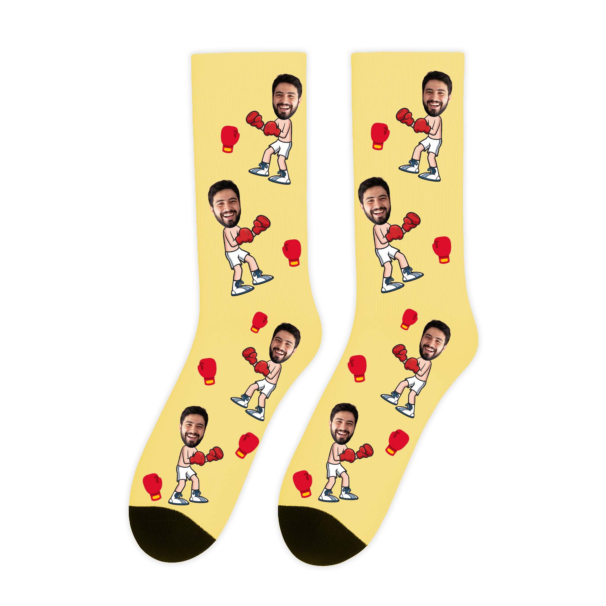 גרביים עם פרצוף למתאגרף בעיצוב אישי במגוון צבעים - מתנה מצחיקה לגבר שוגיס