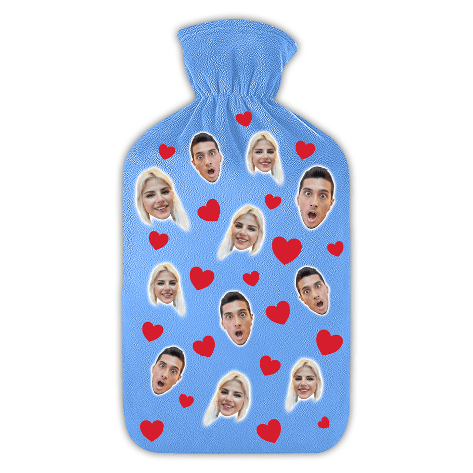 בקבוק מים חמים לבבות - בקבוק מים בעיצוב אישי