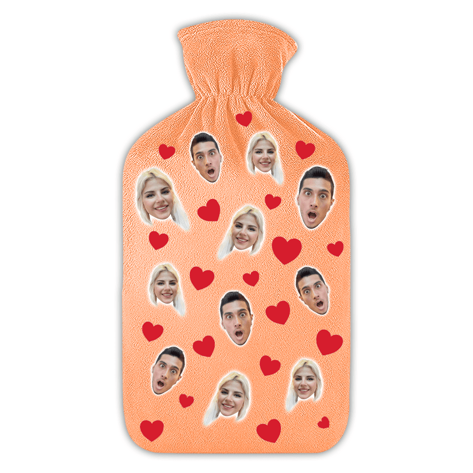 בקבוק מים חמים לבבות - הדפסה איכותית על הבקבוק