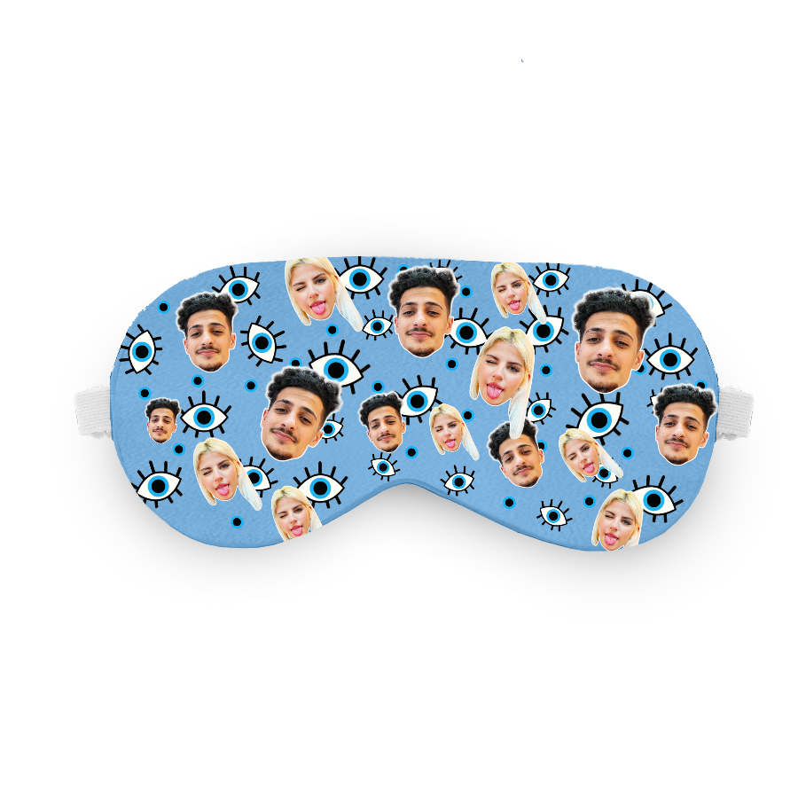 כיסוי עיניים טפו טפו טפו עם פרצוף בעיצוב אישי - מתנה נגד עין הרע שוגיס