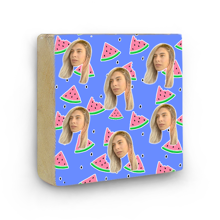 בלוק עץ עם פרצופים - אבטיח