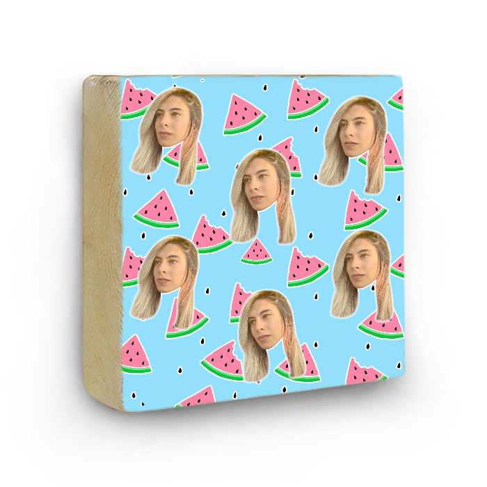 בלוק עץ עם פרצופים - אבטיח