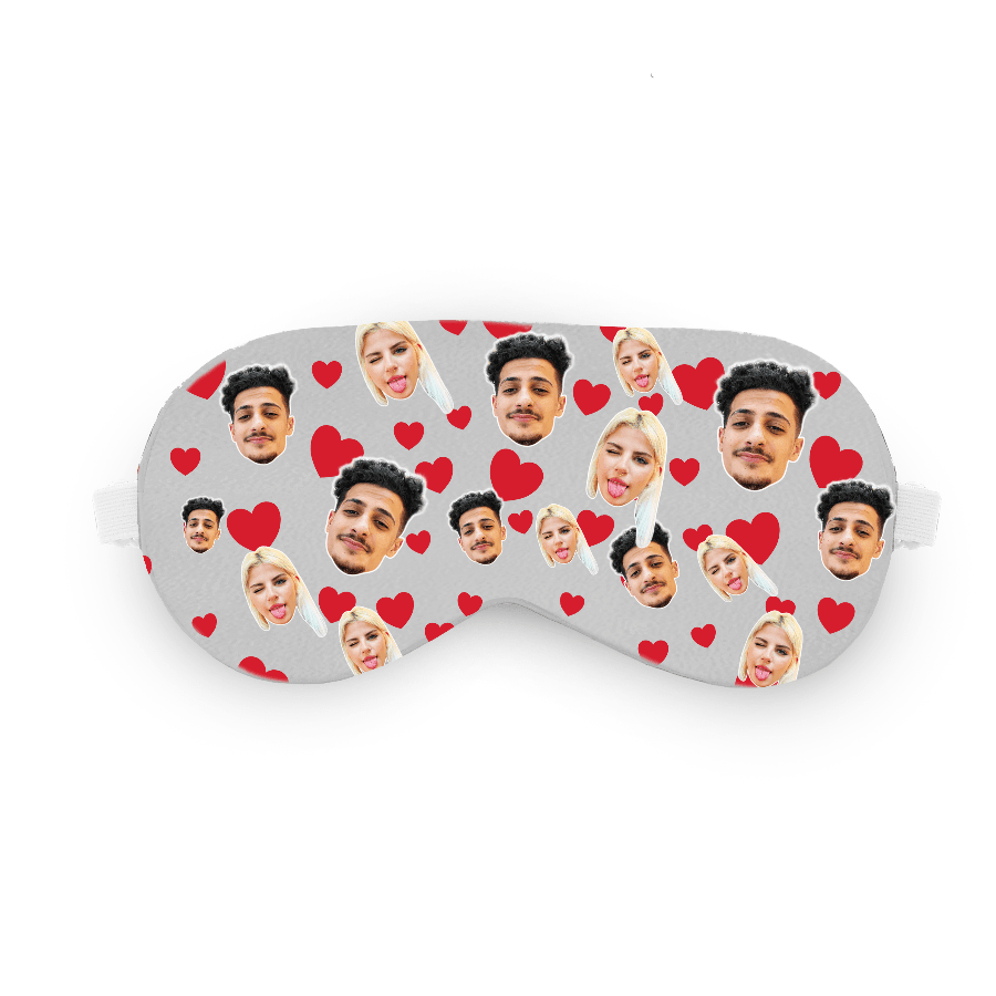 כיסוי עיניים עם לבבות - כיסוי עיניים בעיצוב אישי