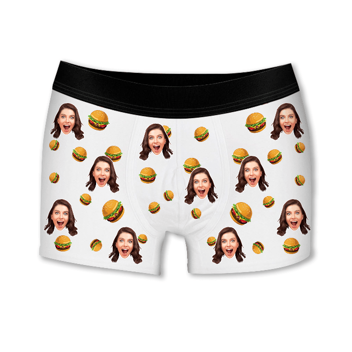 בורגר בוקסר – בוקסר עם תמונה ופרצוף (המבורגר) - בוקסר עם הדפסה אישית