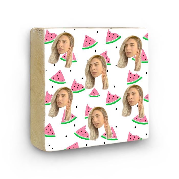 בלוק עץ עם פרצופים - אבטיח